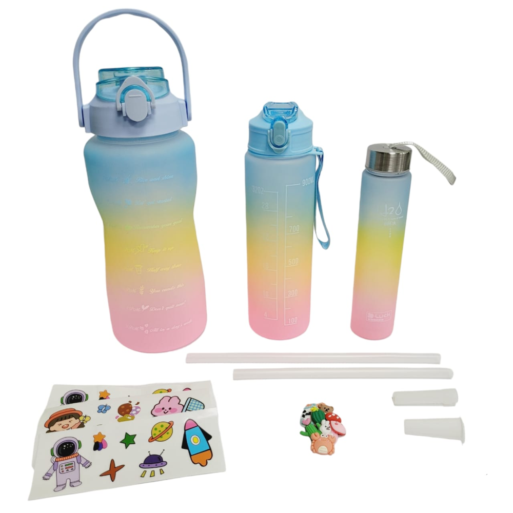 Termo Motivacional Set 3x1 2 Litros 900ml 300ml Frases Horario