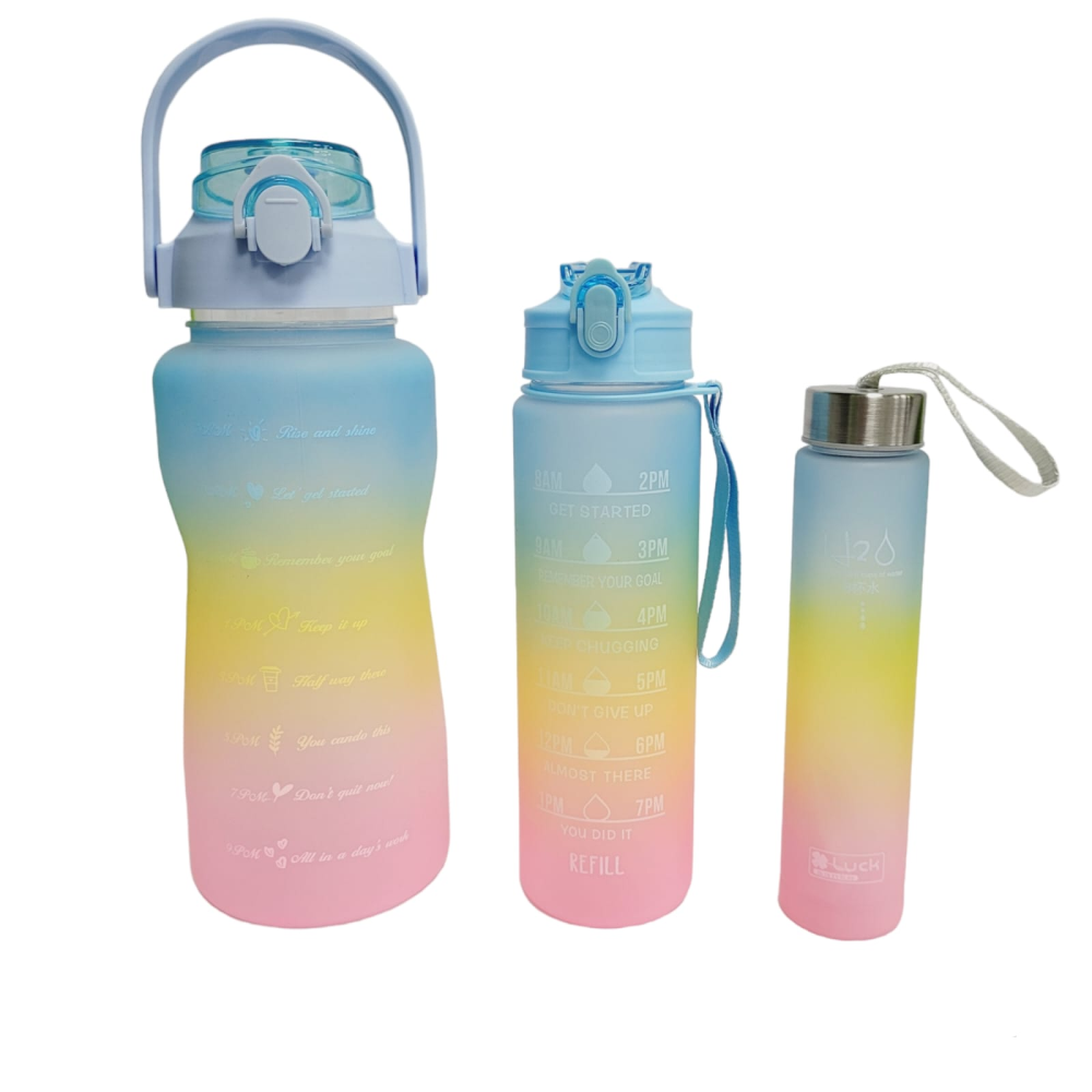 Termo Motivacional Set 3x1 2 Litros 900ml 300ml Frases Horario