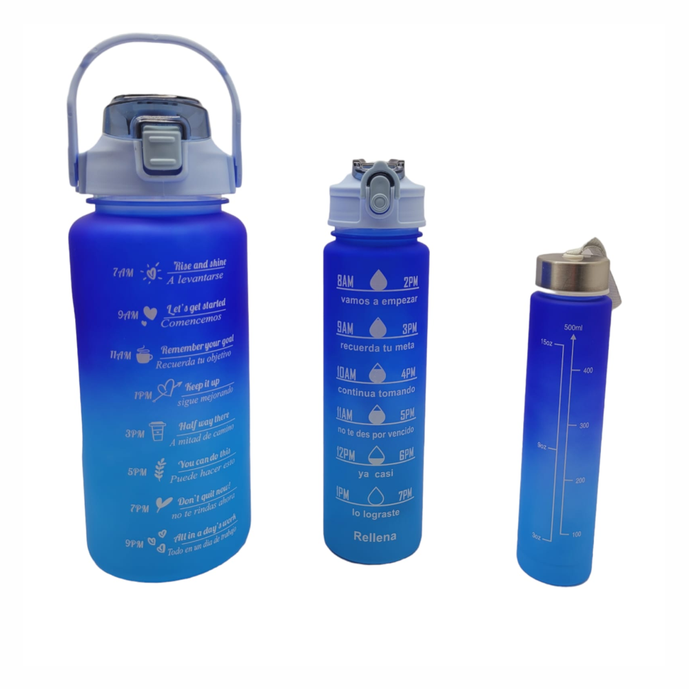 Termo Motivacional Set 3x1 2 Litros 900ml 300ml Frases Horario