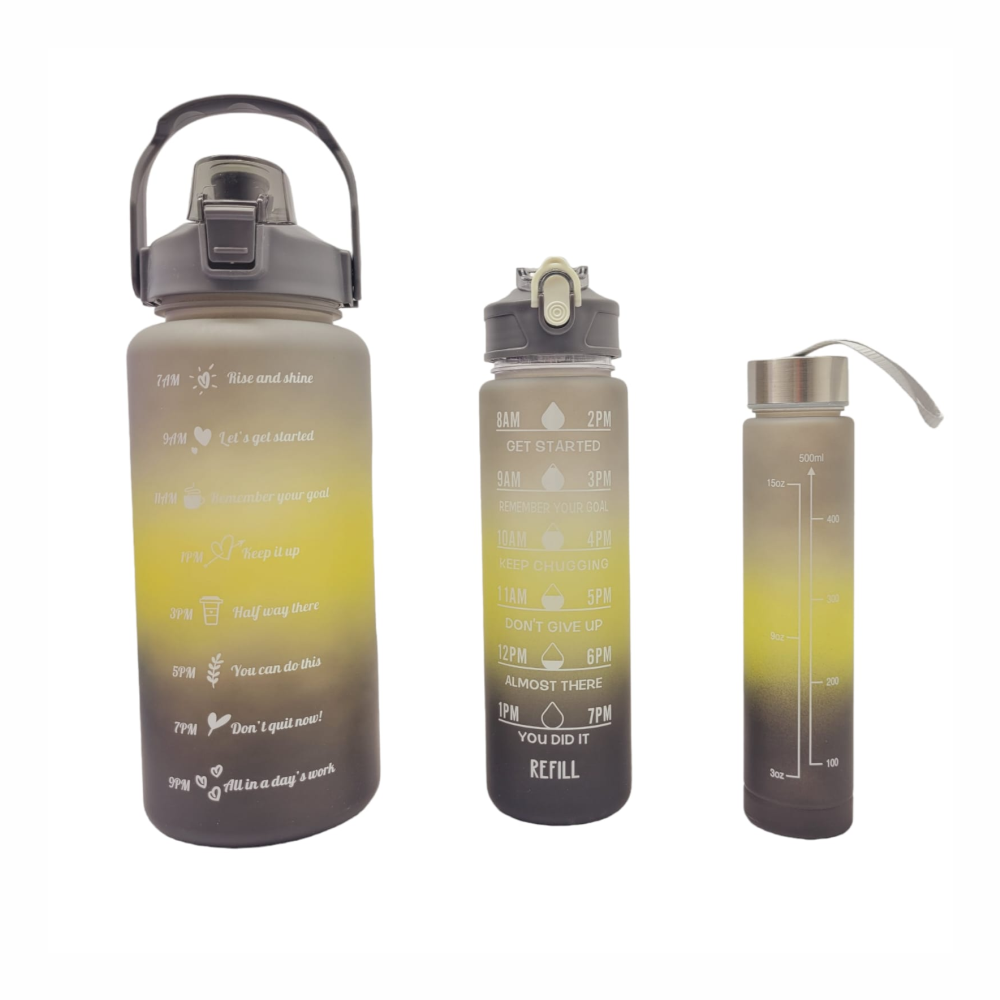 Termo Motivacional Set 3x1 2 Litros 900ml 300ml Frases Horario