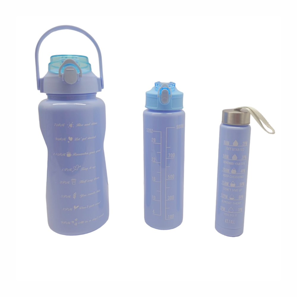 Termo Motivacional Set 3x1 2 Litros 900ml 300ml Frases Horario