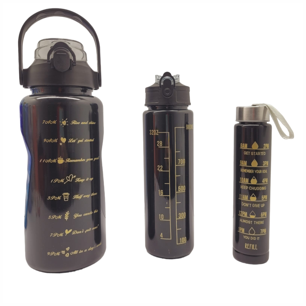 Termo Motivacional Set 3x1 2 Litros 900ml 300ml Frases Horario