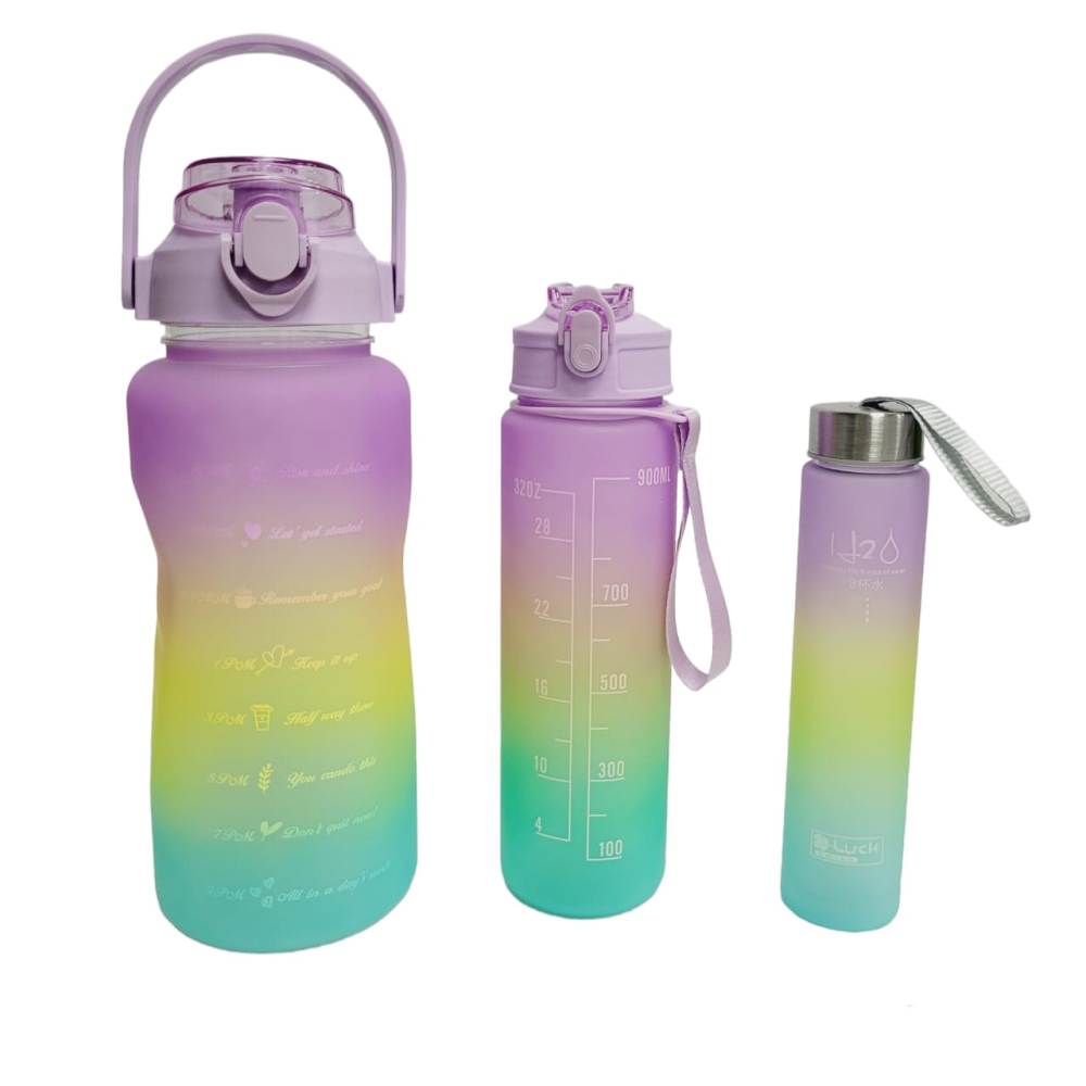 Termo Motivacional Set 3x1 2 Litros 900ml 300ml Frases Horario