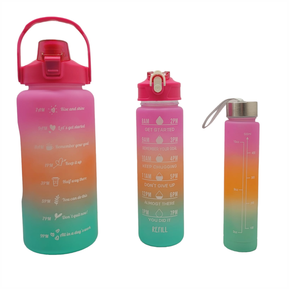 Termo Motivacional Set 3x1 2 Litros 900ml 300ml Frases Horario