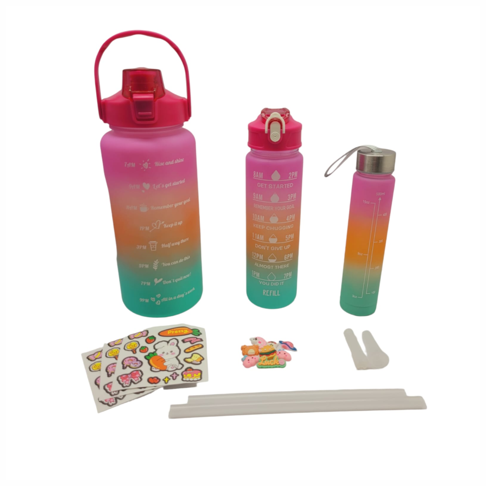 Termo Motivacional Set 3x1 2 Litros 900ml 300ml Frases Horario