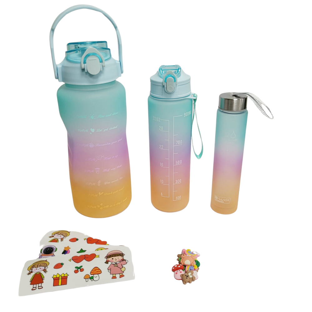 Termo Motivacional Set 3x1 2 Litros 900ml 300ml Frases Horario