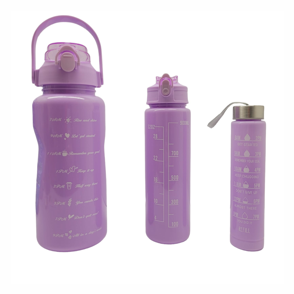 Termo Motivacional Set 3x1 2 Litros 900ml 300ml Frases Horario
