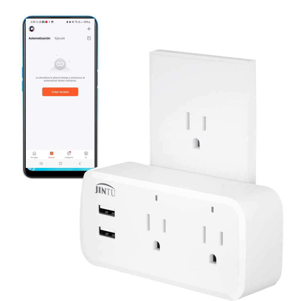 Enchufe Inteligente WiFi Doble 2 USB Alexa Google Home Temporizador