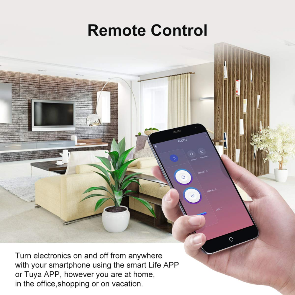 Enchufe Inteligente WiFi Doble 2 USB Alexa Google Home Temporizador