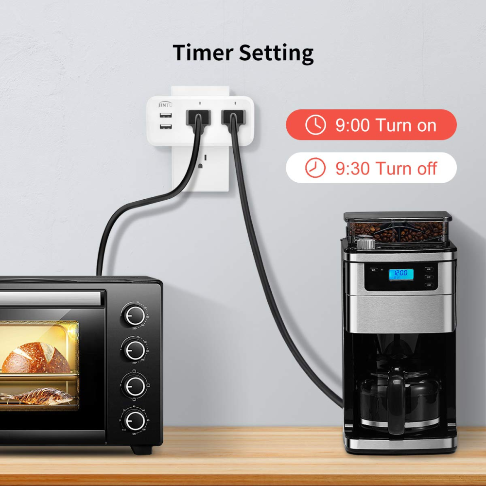 Enchufe Inteligente WiFi Doble 2 USB Alexa Google Home Temporizador