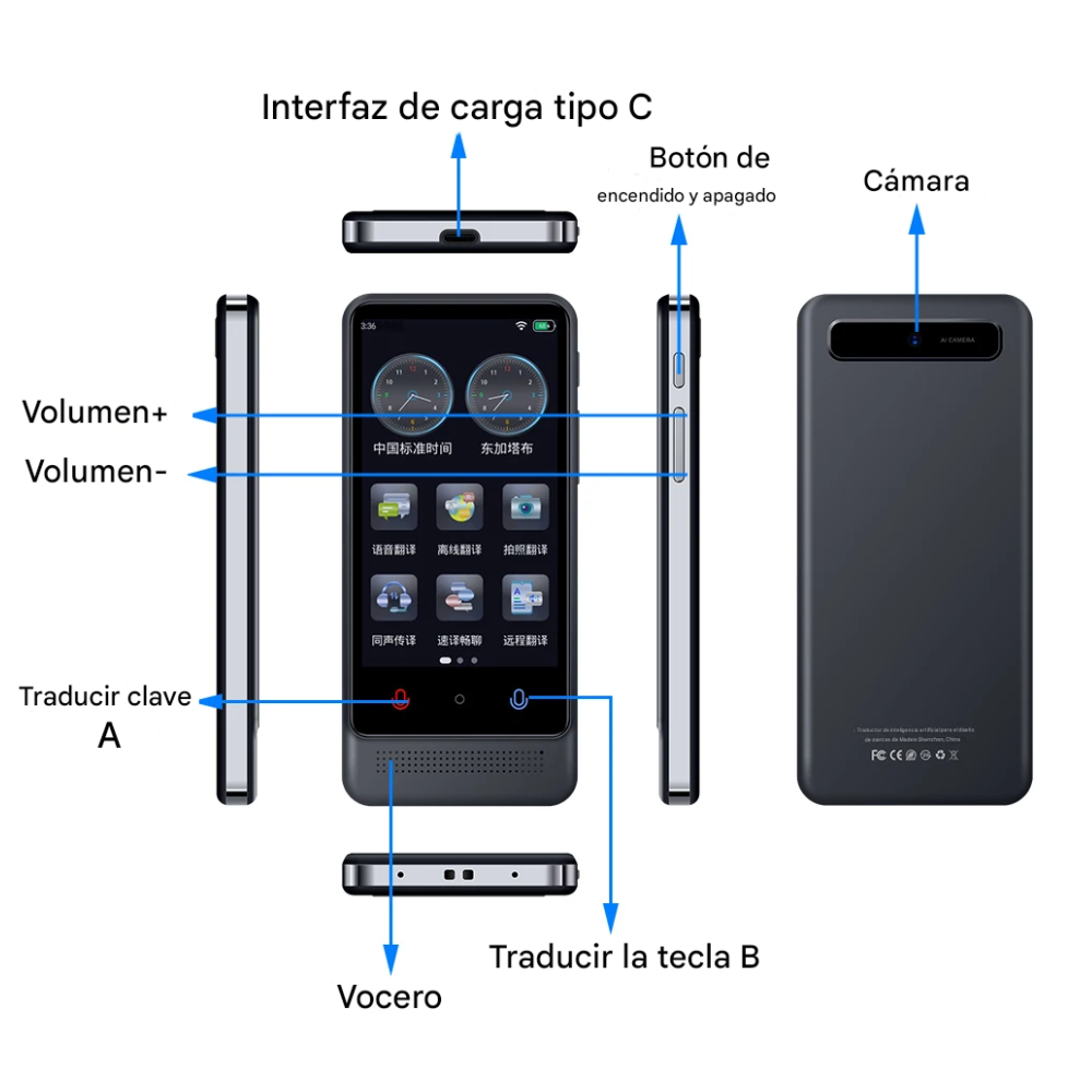 Traductor Voz Inteligente M12 137 Idiomas Offline Cámara 8MP Pantalla