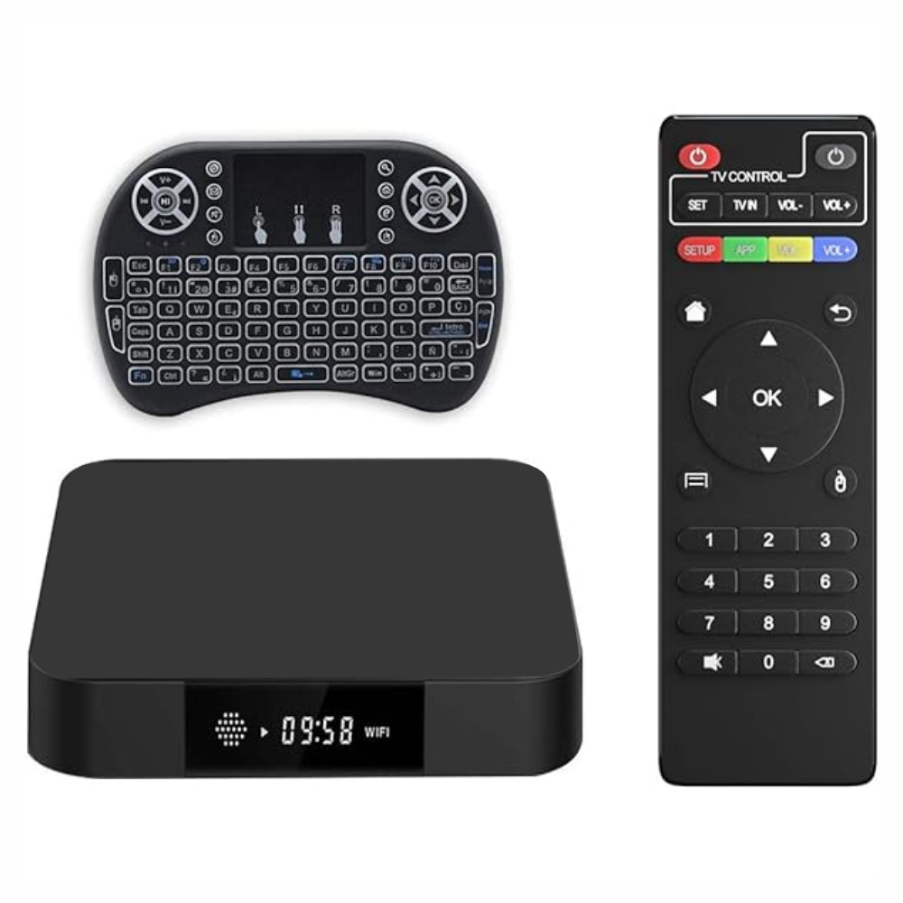 TV Box Android 11 4K 2GB 16GB Pantalla LED Bluetooth Control Teclado