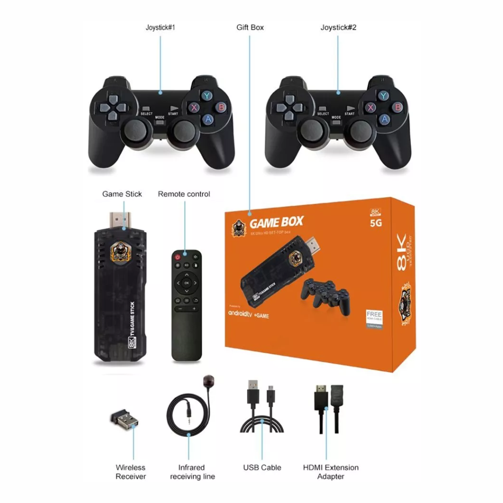 Consola Retro TV Box Android X8 10000 Juegos 2 Controles 4K HDMI