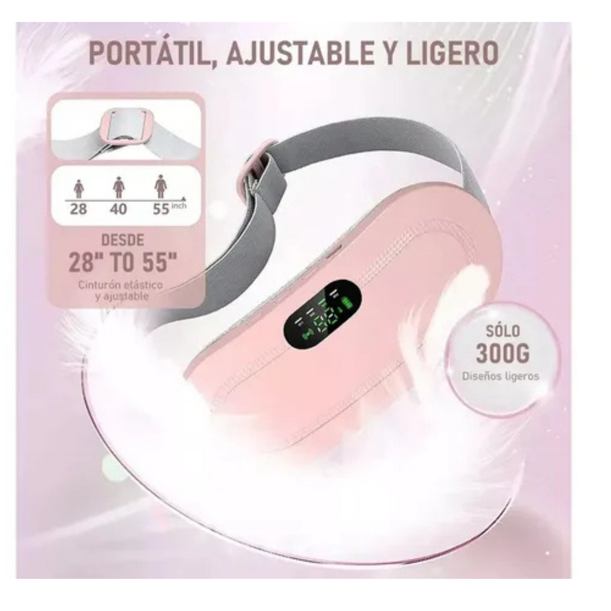Cinturón Térmico Masaje Cólicos Menstruales Dolor Abdominal Recargable
