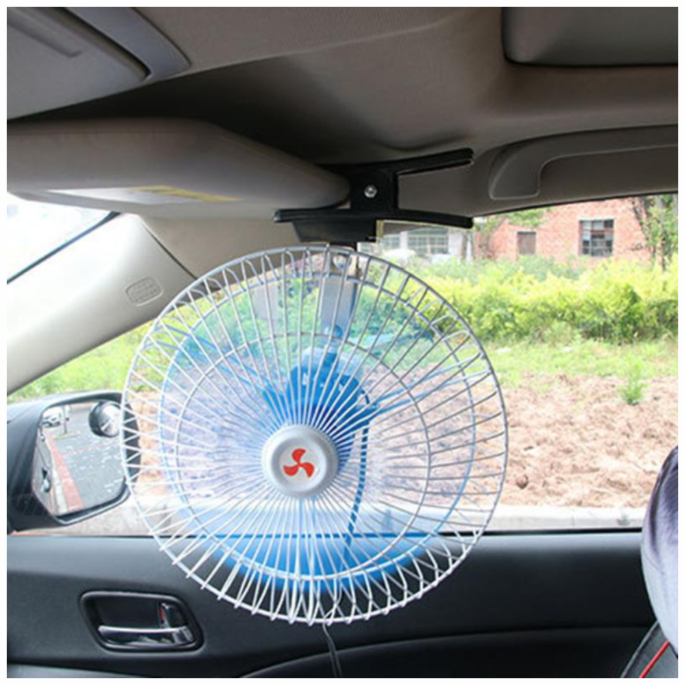 Ventilador Carro 12V Portátil Giratorio 180 Grados Pinza Encendedor