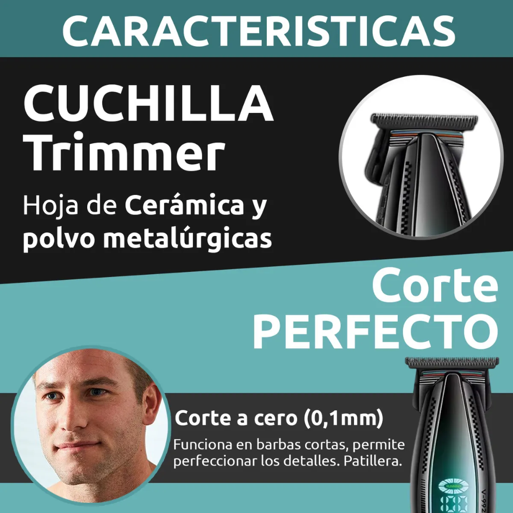 Máquina Patillera VGR V-992 Inalámbrica 9000 RPM Profesional Barbería