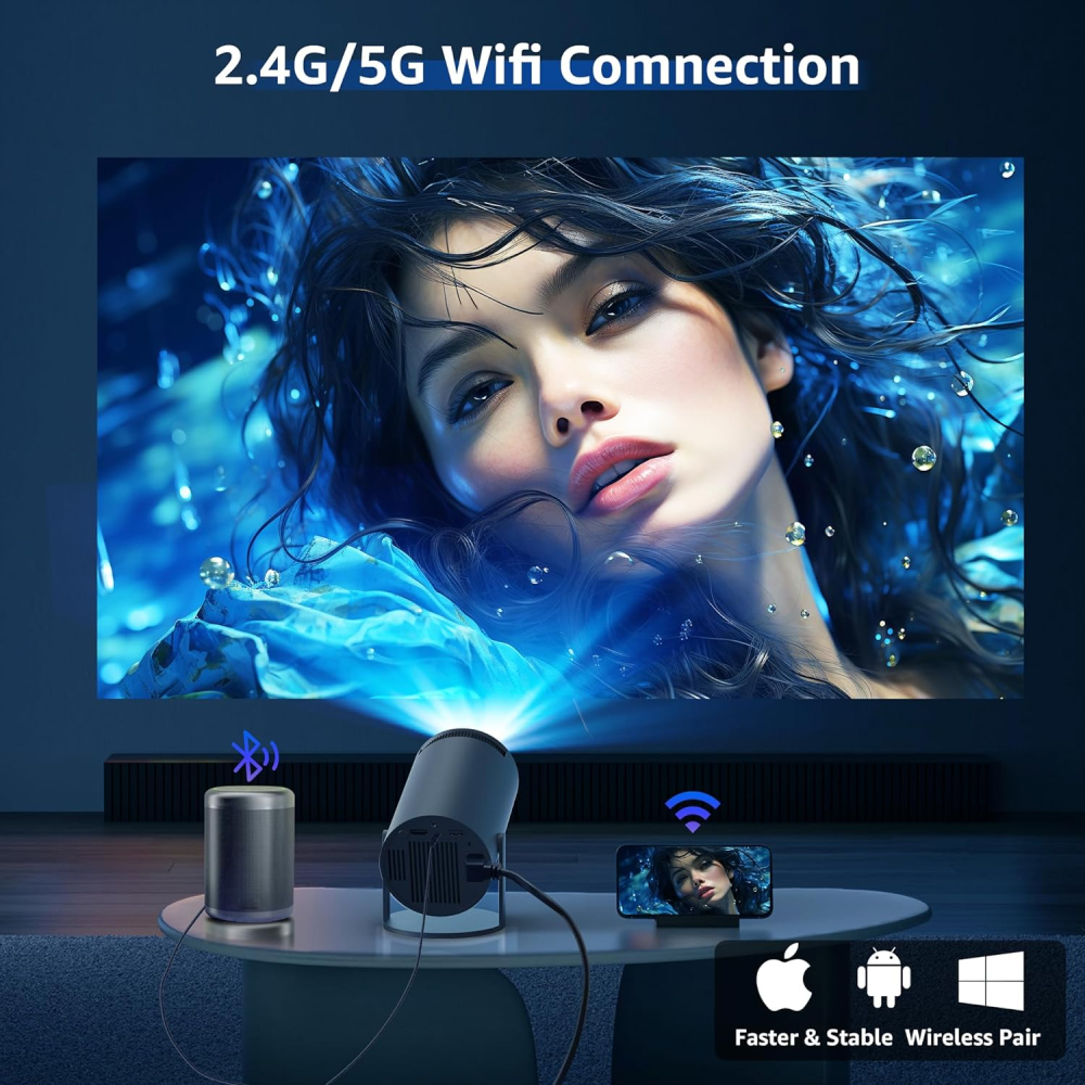 Mini Proyector HY300 Video Beam WiFi 5G Bluetooth 4K Giratorio 130