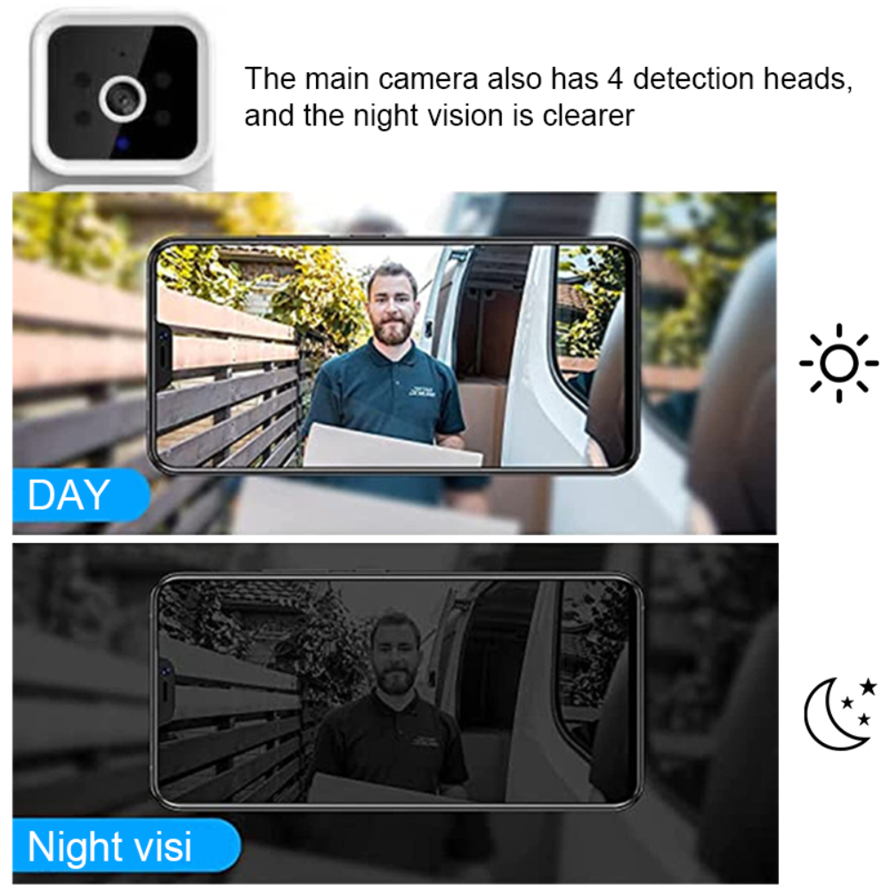 Video Portero Timbre Inalámbrico WiFi HD Visión Nocturna Sensor PIR