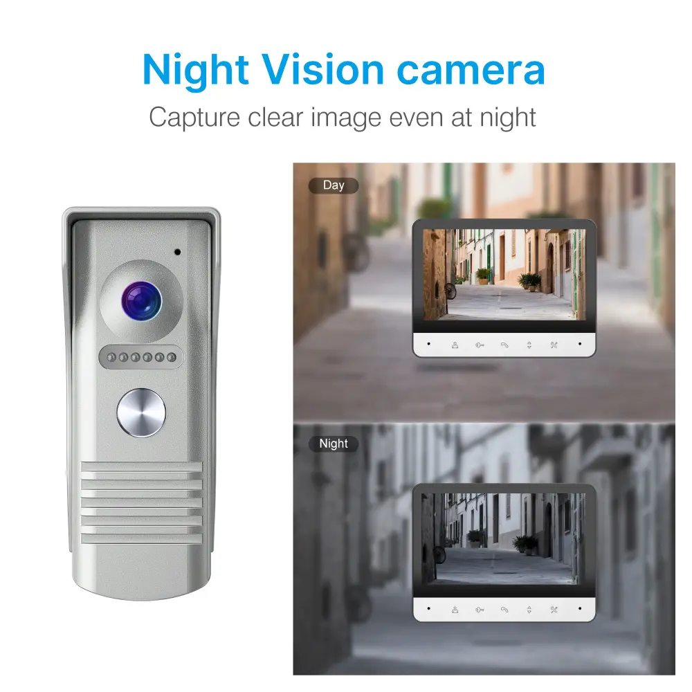 Videoportero Pantalla 7 Pulgadas Visión Nocturna Timbre Cámara Casa