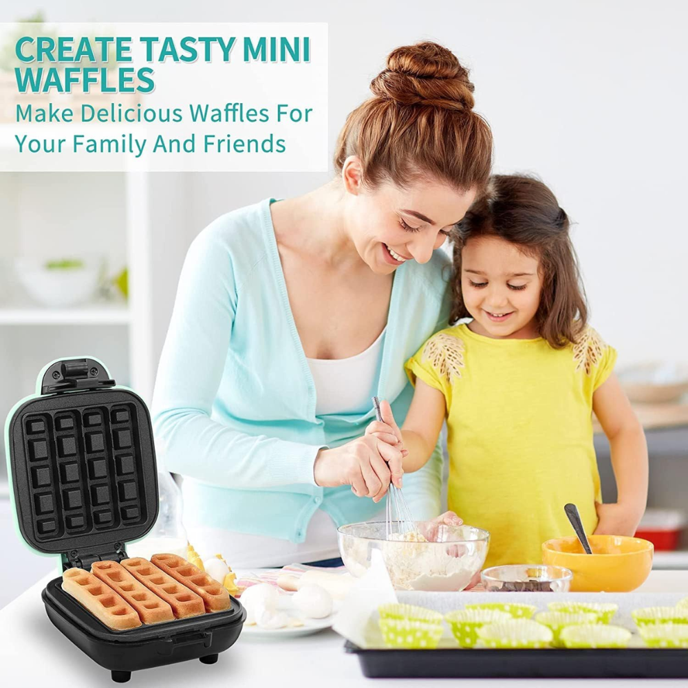 Waflera Mini Palitos Eléctrica 420W Antiadherente 4 Wafles Desayuno