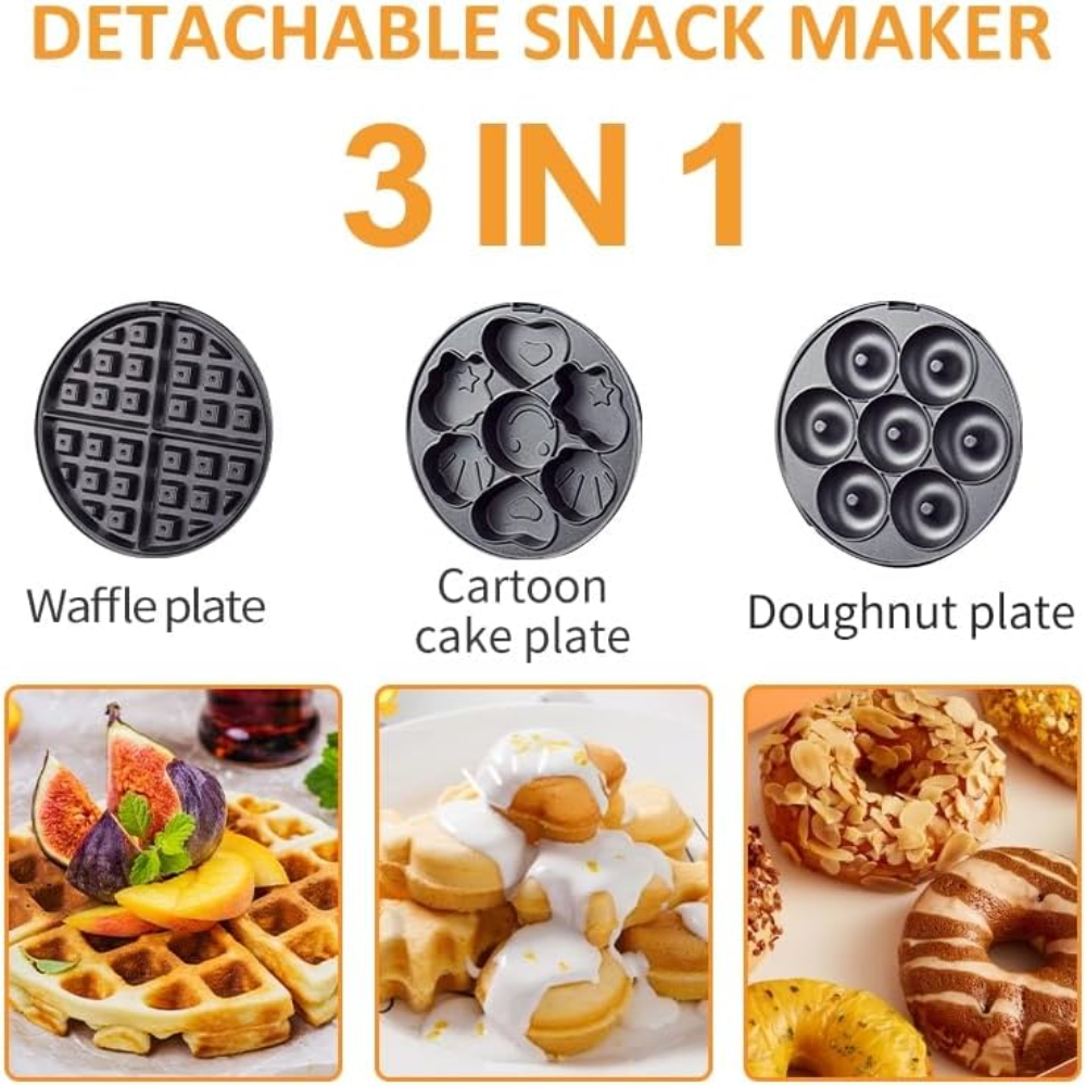 Waflera Sokany 3x1 Antiadherente Placas Waffles Donas Figuras Compacta