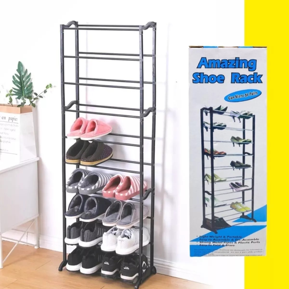 Zapatero Organizador 10 Niveles 30 Pares Minimalista Desarmable Metal