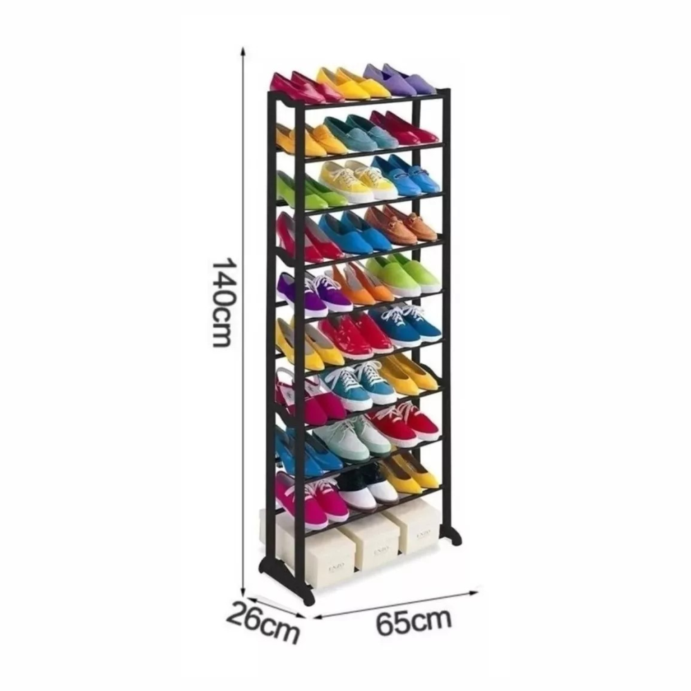 Zapatero Organizador 10 Niveles 30 Pares Minimalista Desarmable Metal
