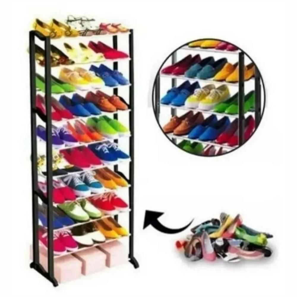 Zapatero Organizador 10 Niveles 30 Pares Minimalista Desarmable Metal