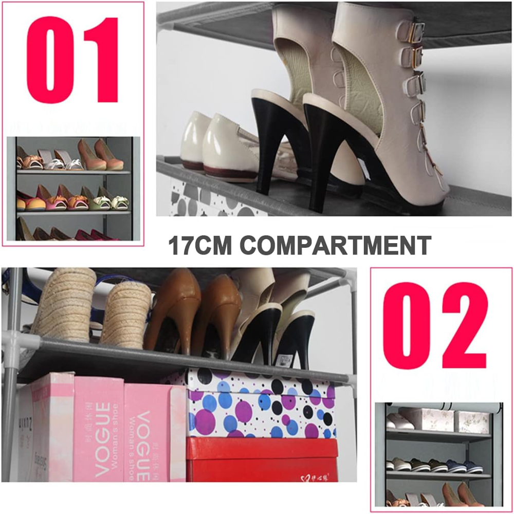 Zapatero 9 Niveles Forro Tela Tubos Metálicos 27 Pares Cierre Polvo