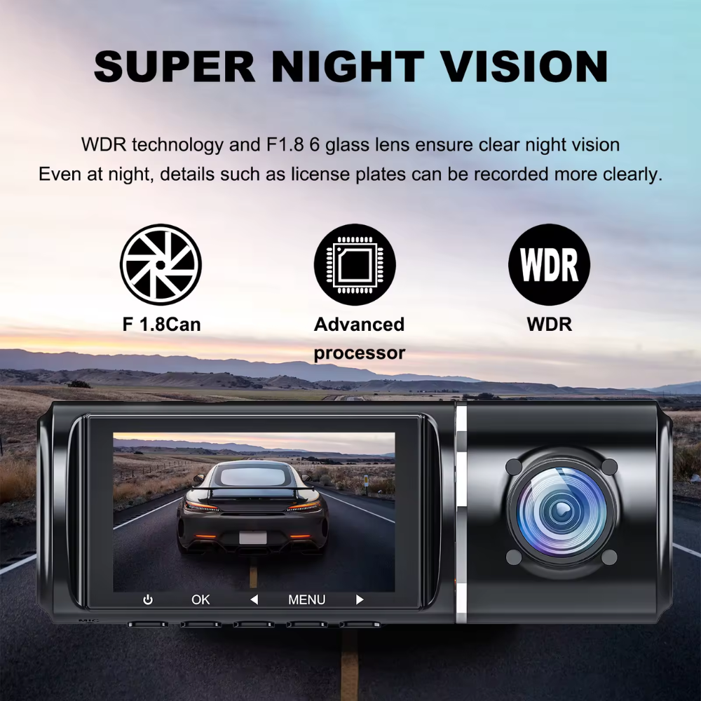 Cámara Carro 3x1 Full HD Visión Nocturna Frontal Interior Reversa