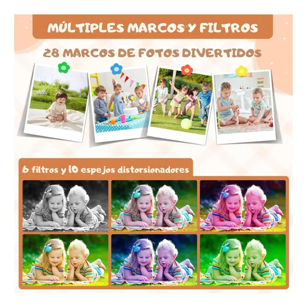 Cámara Digital Niños Figuras Armables Doble Lente Selfie 1080p Juegos