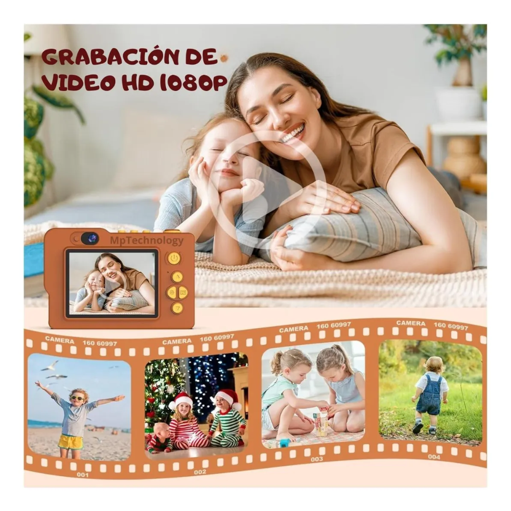 Cámara Digital Niños Figuras Armables Doble Lente Selfie 1080p Juegos
