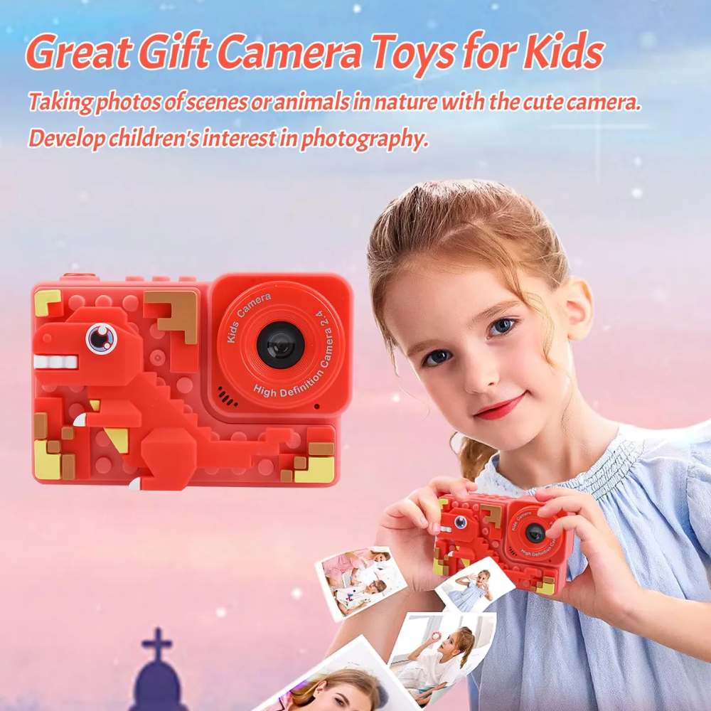 Cámara Digital Niños Figuras Armables Doble Lente Selfie 1080p Juegos