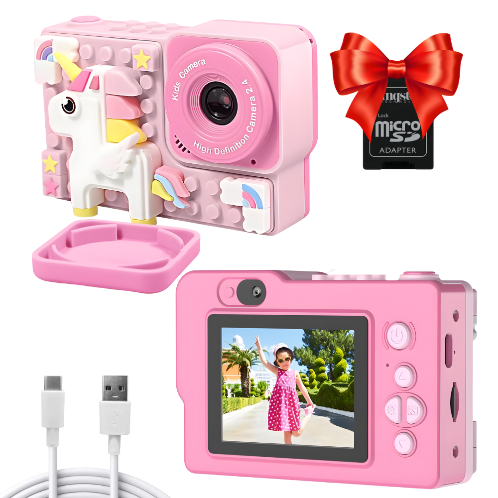Cámara Digital Niños Figuras Armables Doble Lente Selfie 1080p Juegos
