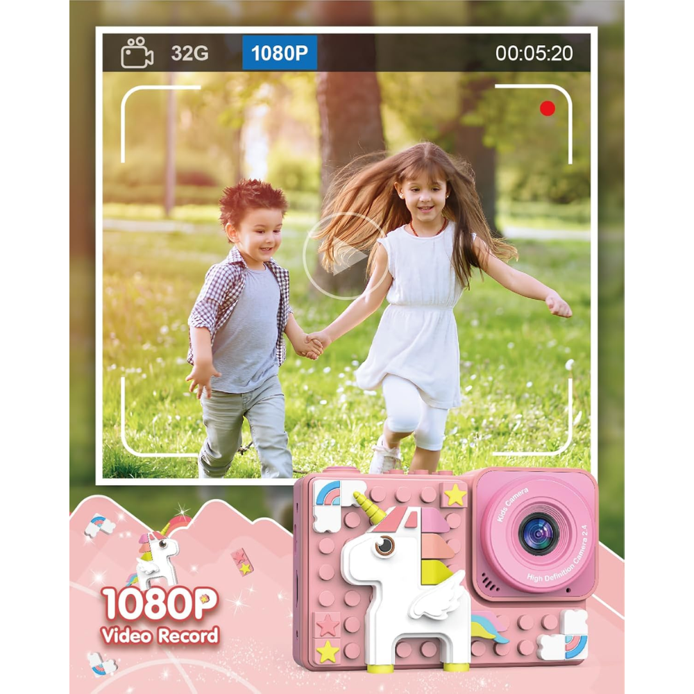 Cámara Digital Niños Figuras Armables Doble Lente Selfie 1080p Juegos