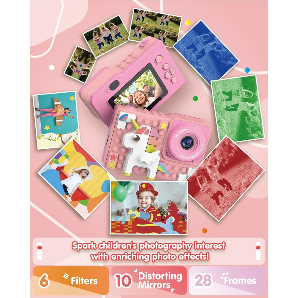 Cámara Digital Niños Figuras Armables Doble Lente Selfie 1080p Juegos