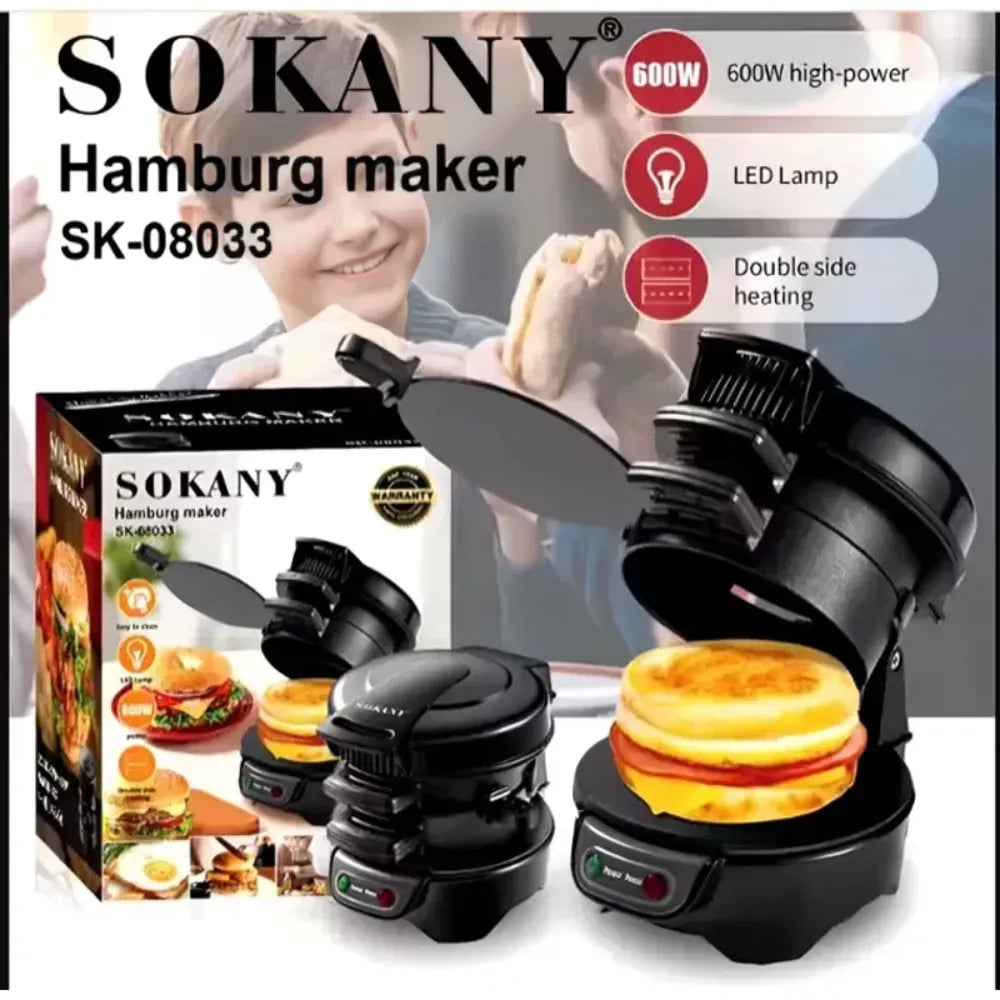 Sandwichera Eléctrica 600W Antiadherente Hamburguesas Paninis 110V