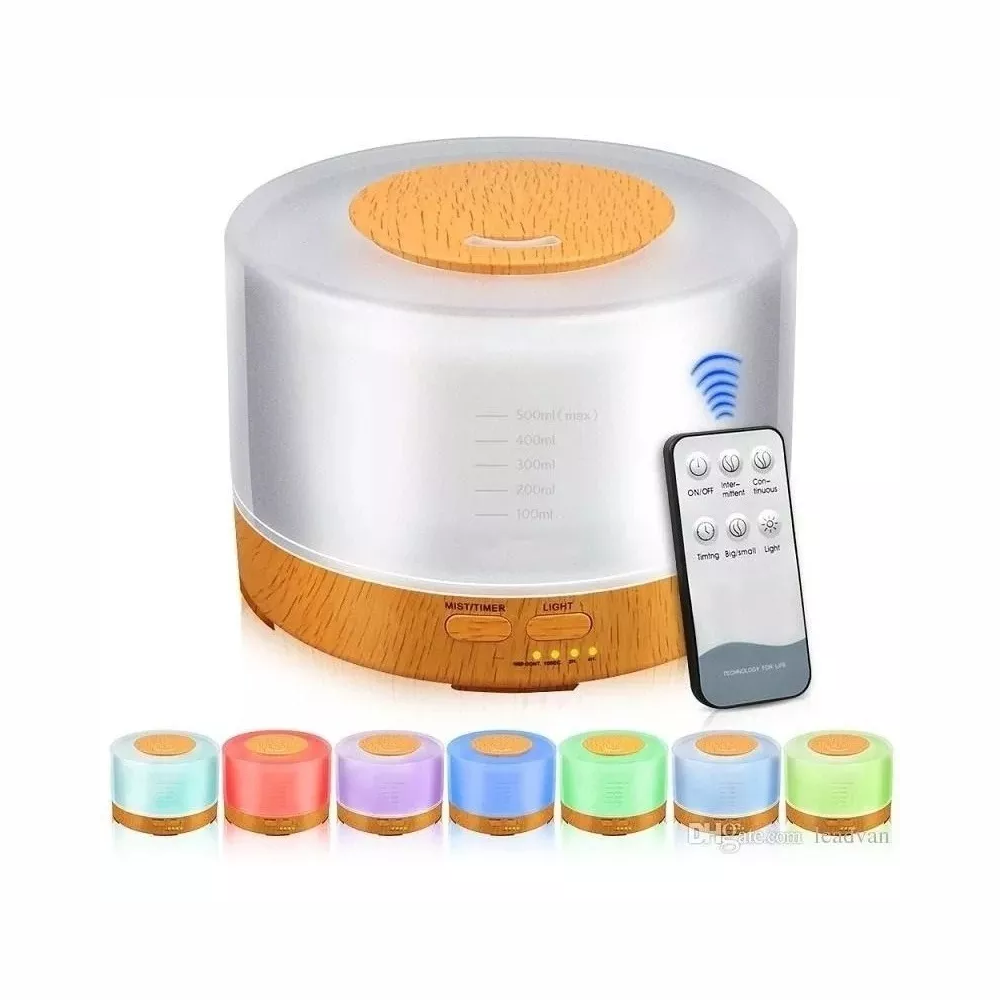 Difusor Aromas Humidificador Ultrasónico 500 ml Control Remoto Hogar