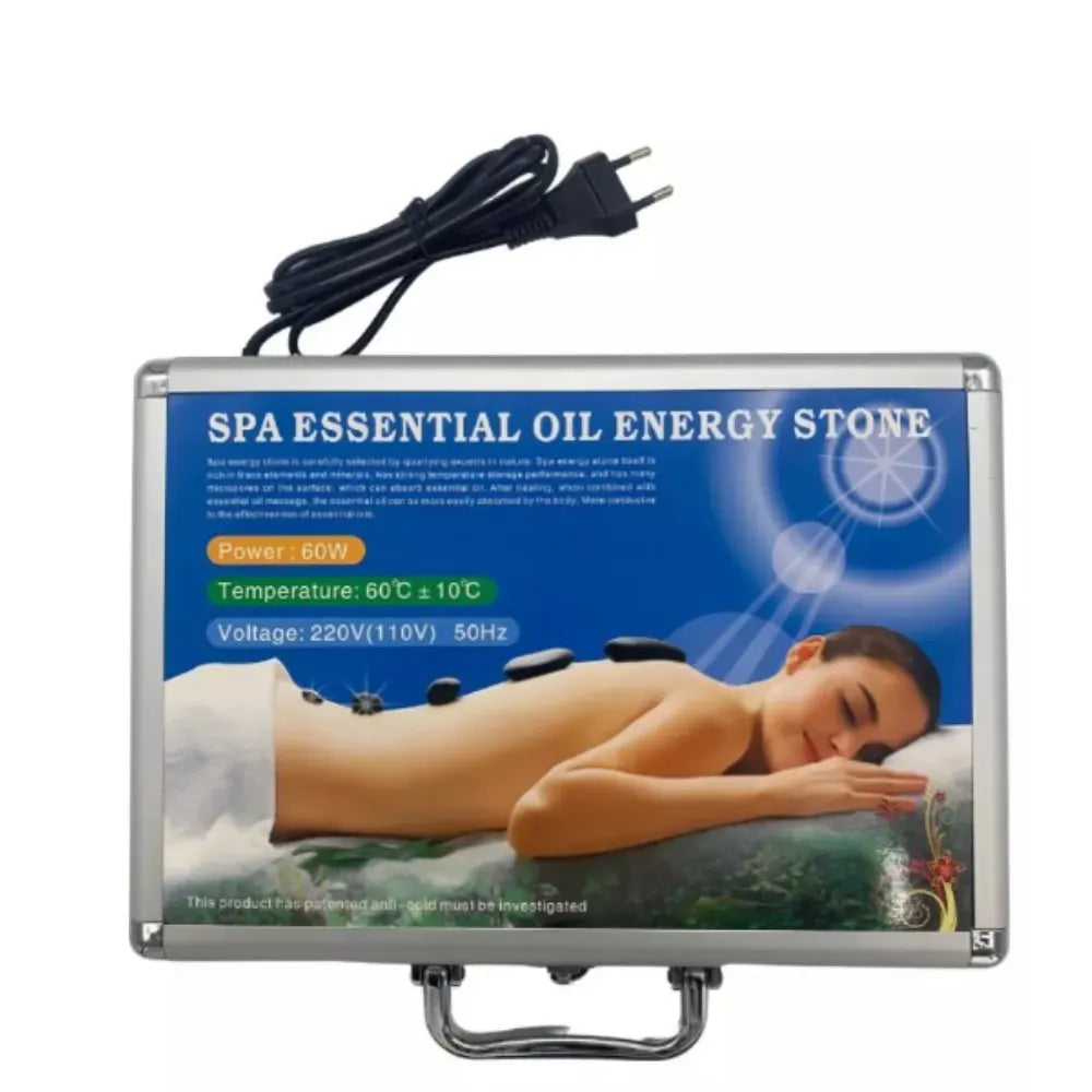 Kit Piedras Calientes Volcánicas Masaje Terapia Funda Calentadora Spa