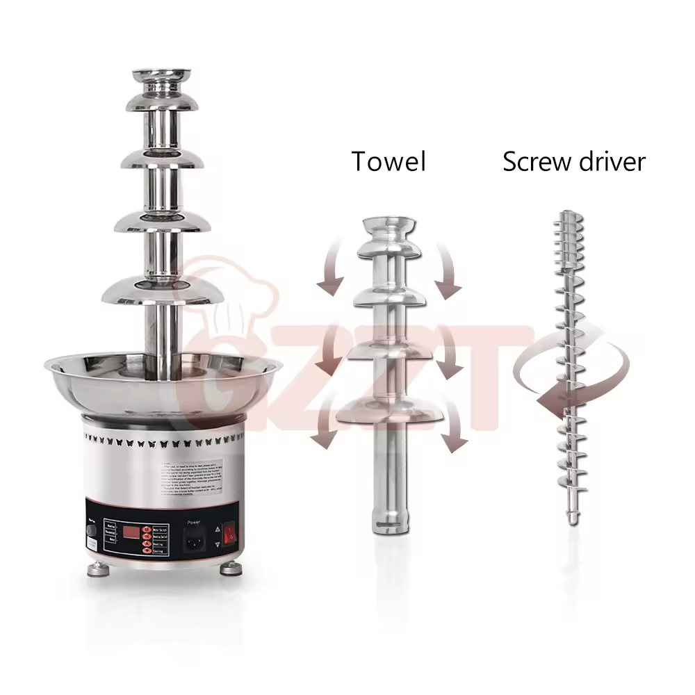 Fuente Chocolate Industrial 5 Niveles Acero Inoxidable 304 150W