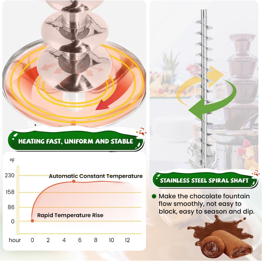 Fuente Chocolate Industrial 5 Niveles Acero Inoxidable 304 150W