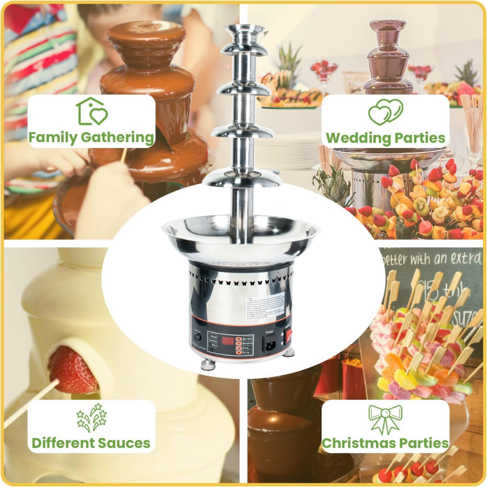 Fuente Chocolate Industrial 5 Niveles Acero Inoxidable 304 150W