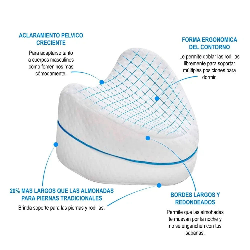 Almohada Ortopédica Piernas Rodillas Espuma Viscoelástica Ventilada