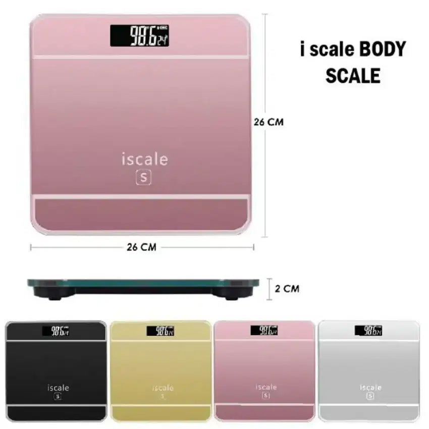 Báscula Peso Digital iScale Vidrio Templado Cuadrada 180kg Baño LCD
