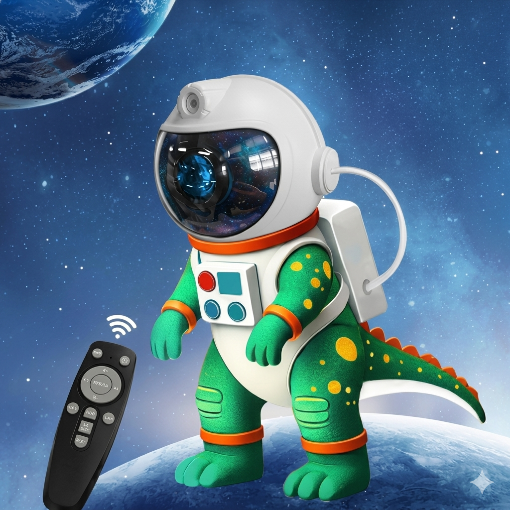 Proyector Galaxia Astronauta Dinosaurio QS-01 Estrellas Luz Nocturna