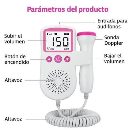 Doppler Fetal Monitor Latidos Bebé Ultrasonido Portátil Embarazo