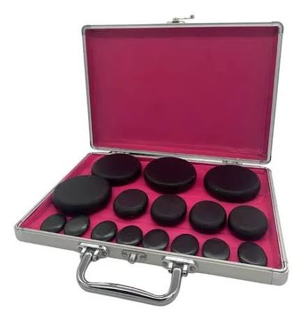Kit Piedras Calientes Volcánicas Masaje Terapia Funda Calentadora Spa