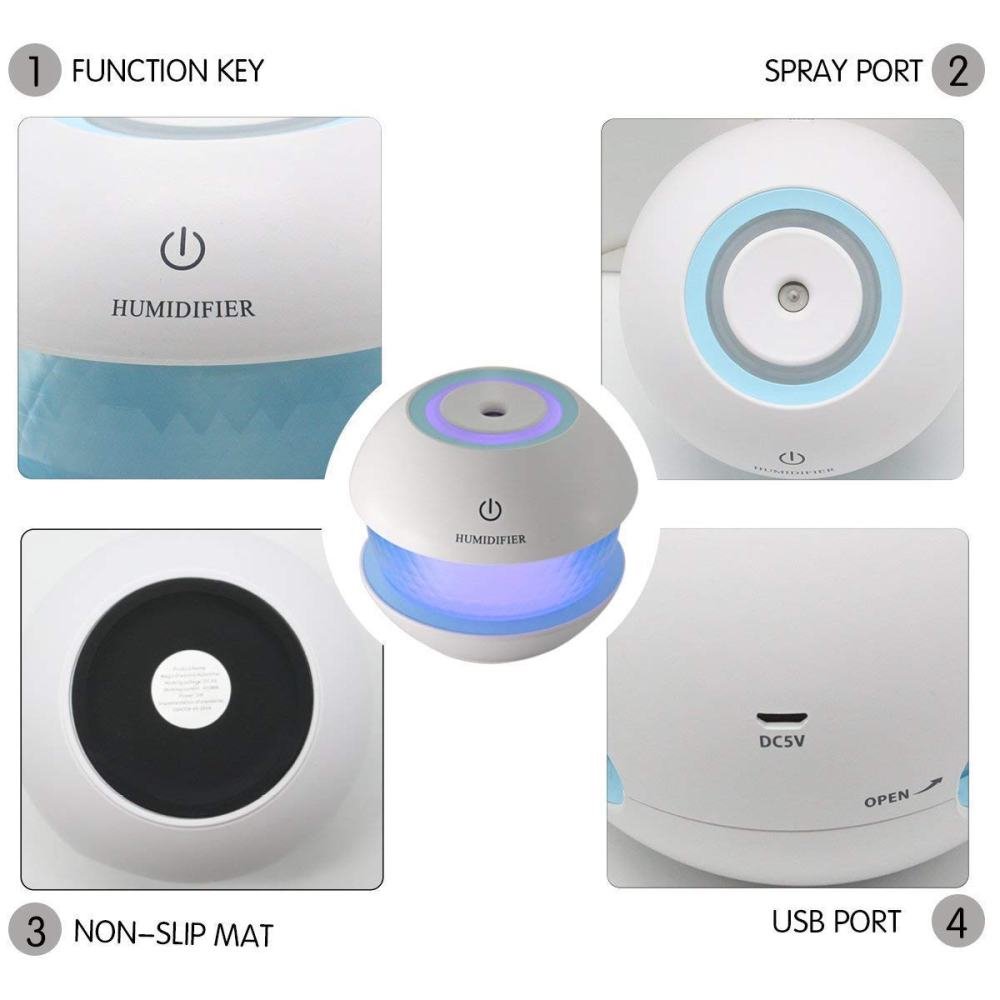Difusor Aromas Magic Diamond Ultrasónico LED USB 150ml Humidificador