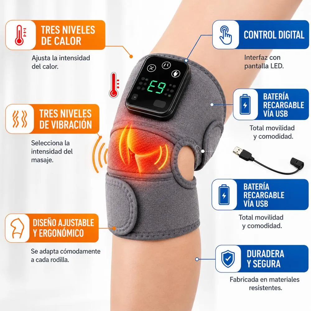 Masajeador Rodilla Codo Hombro Calor Vibración Eléctrico Recargable