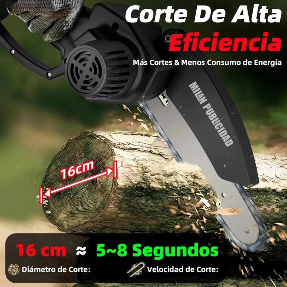 Mini Motosierra Inalámbrica 6 Pulgadas 56V 2 Baterías 2 Cadenas Poda